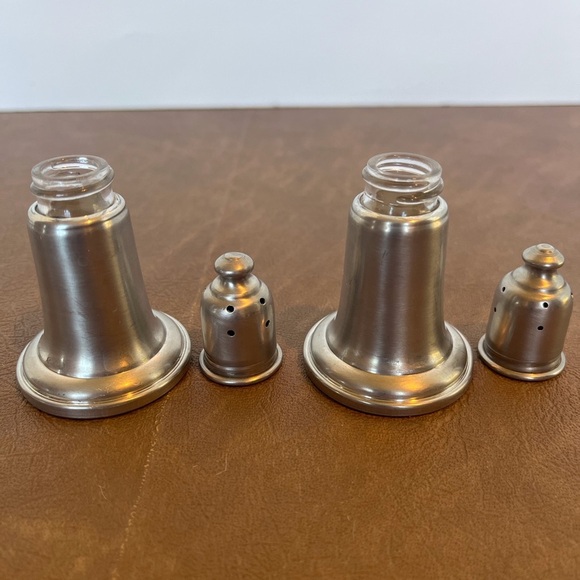 Vintage Empire Pewter Salt and Pepper Shakers with Glass Inserts - Picture 6 of 8